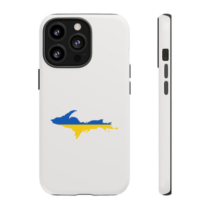 Michigan Upper Peninsula Tough Phone Case (Birch Bark White w/ UP Ukraine Flag Outline) | Apple iPhone