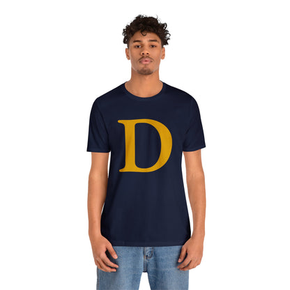 Detroit 'Old French D' T-Shirt (Gold Full Body Outline) | Unisex Standard Fit