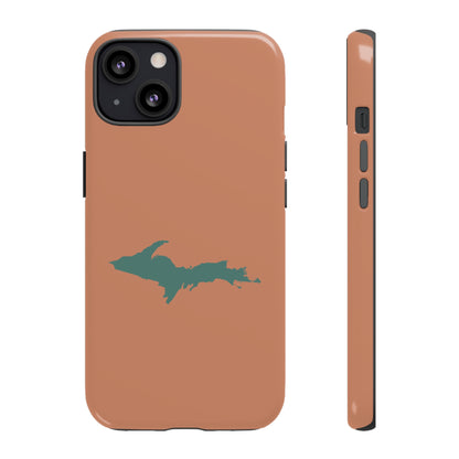 Michigan Upper Peninsula Tough Phone Case (Copper Color w/ Copper Green UP Outline) | Apple iPhone