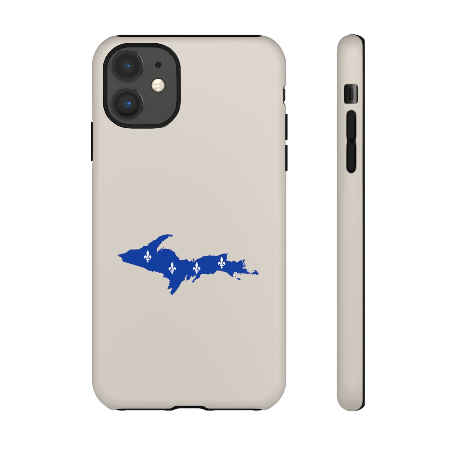 Michigan Upper Peninsula Tough Phone Case (Canvas Color w/ UP Quebec Flag Outline) | Apple iPhone