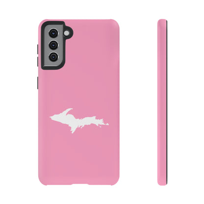 Michigan Upper Peninsula Tough Phone Case ('67 Caddie Pink w/ UP Outline) | Samsung & Pixel Android