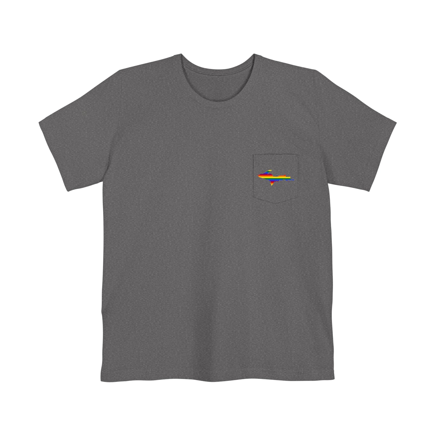 Michigan Upper Peninsula Pocket T-Shirt (w/ UP Rainbow Pride Flag) | Unisex Standard