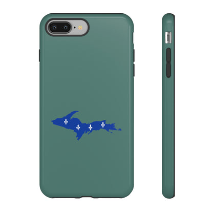 Michigan Upper Peninsula Tough Phone Case (Copper Green w/ UP Quebec Flag Outline) | Apple iPhone