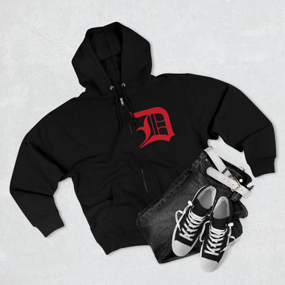 Detroit 'Old English D' Hoodie (Aliform Red) | Unisex Full Zip