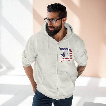 Detroit 'Old English D' Hoodie (Patriotic Edition) | Unisex Full Zip