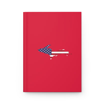 Michigan Upper Peninsula Hardcover Journal (w/ UP USA Flag) | Ruled - Lighthouse Red