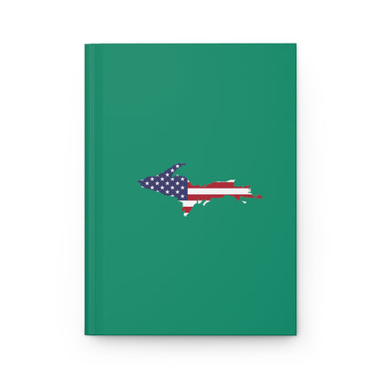 Michigan Upper Peninsula Hardcover Journal (w/ UP USA Flag) | Ruled - Emerald Green