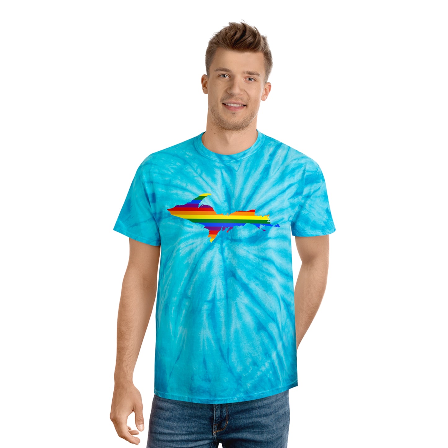 Michigan Upper Peninsula Tie-Dye T-Shirt (w/ UP Pride Flag) | Unisex Cyclone