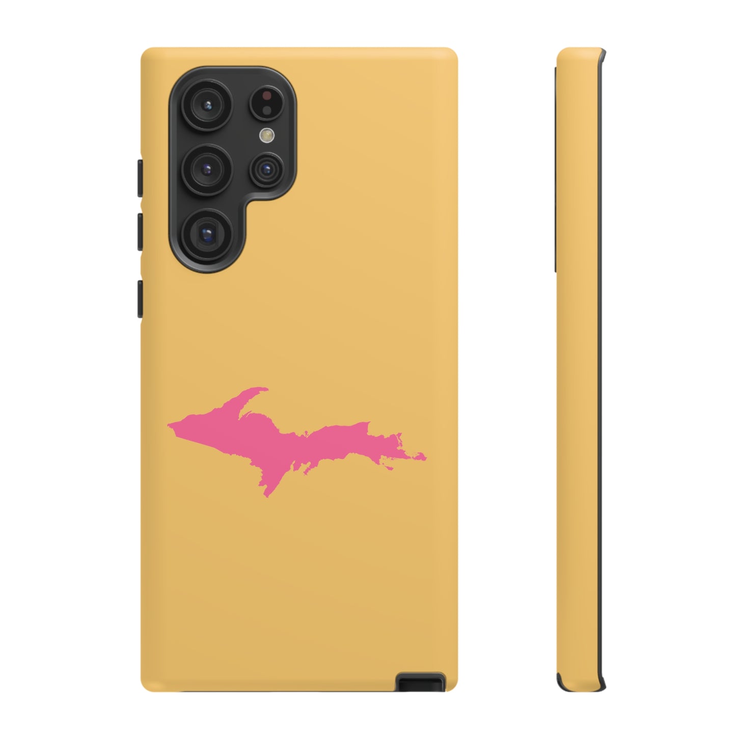 Michigan Upper Peninsula Tough Phone Case (Citrine w/ Pink UP Outline) | Samsung & Pixel Android