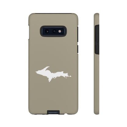 Michigan Upper Peninsula Tough Phone Case (Petoskey Stone Beige w/ UP Outline) | Samsung & Pixel Android