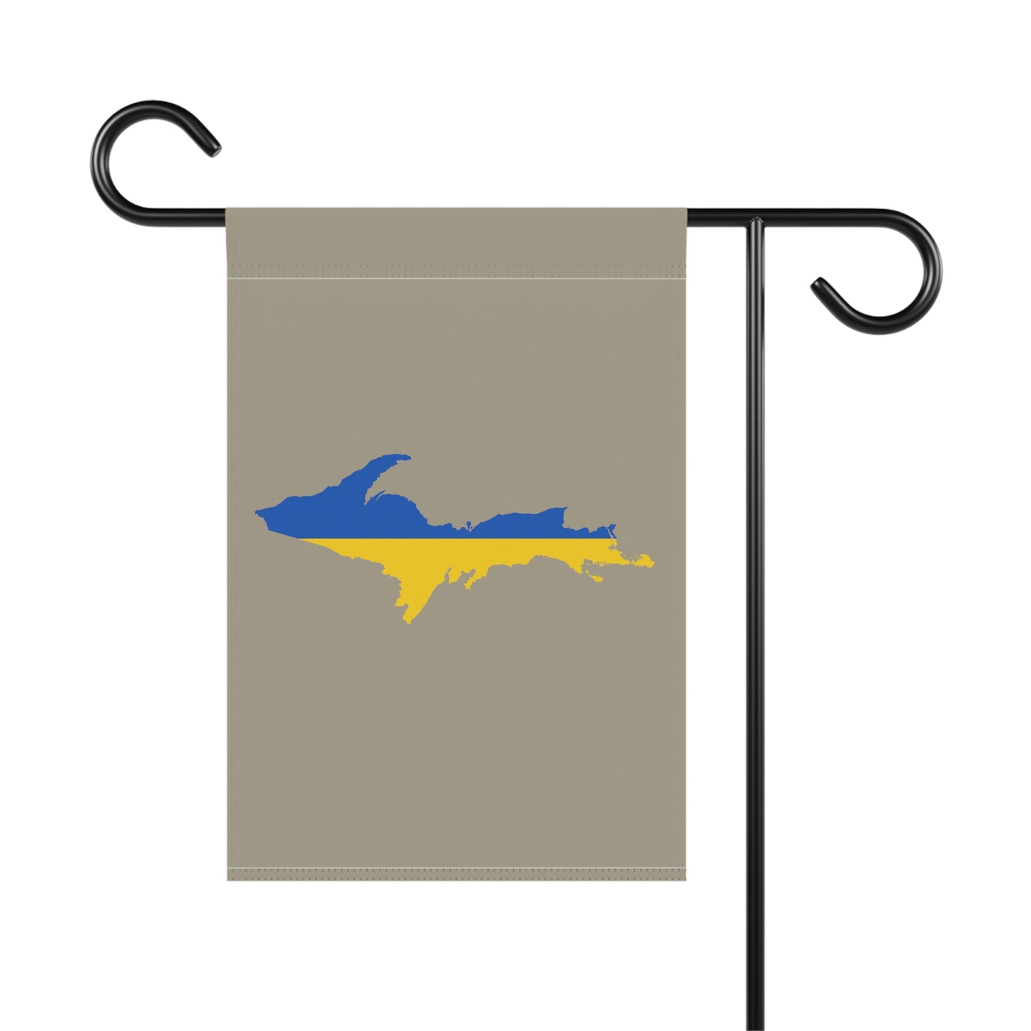 Michigan Upper Peninsula Home & Garden Flag (w/ UP Ukraine Flag) | Petoskey Stone Beige