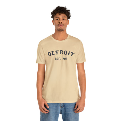 'Detroit EST. 1701' T-Shirt (Iron Ore Grey Ballpark Font) | Unisex Standard