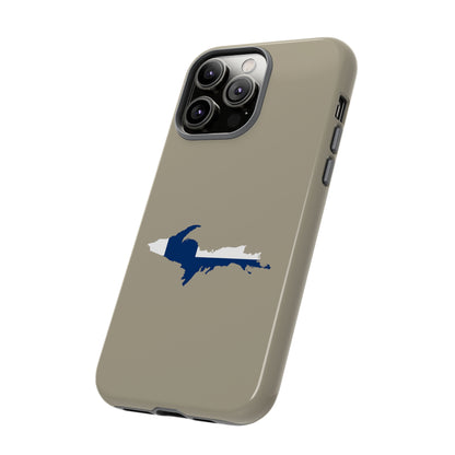 Michigan Upper Peninsula Tough Phone Case (Petoskey Stone Beige w/ UP Finland Flag Outline) | Apple iPhone