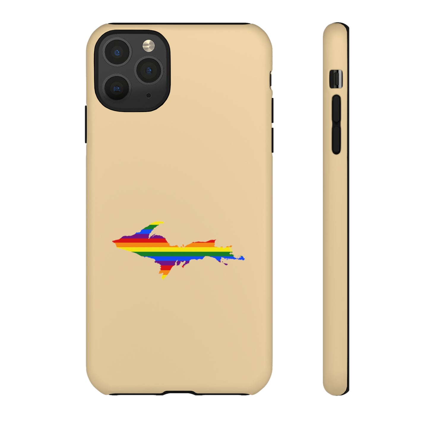 Michigan Upper Peninsula Tough Phone Case (Maple Color w/ UP Pride Flag Outline) | Apple iPhone