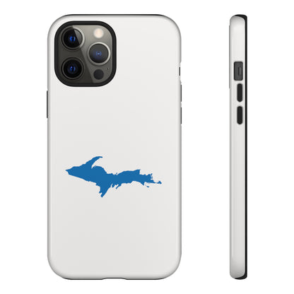 Michigan Upper Peninsula Tough Phone Case (Birch Bark White w/ Azure UP Outline) | Apple iPhone