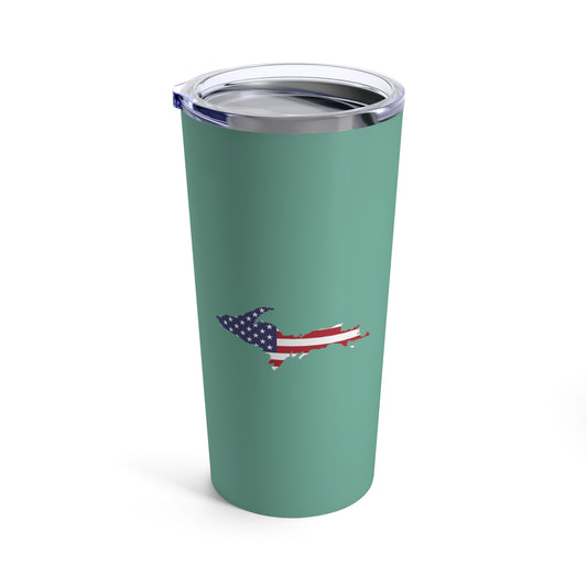 Michigan Upper Peninsula Tumbler (w/ UP USA Flag) | Metallic Mint Green - 20oz