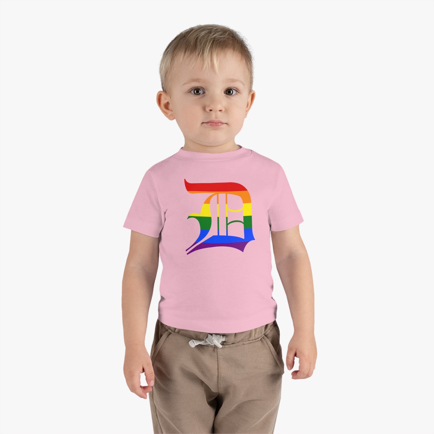 Detroit 'Old English D' Infant T-Shirt (Rainbow Pride Edition) | Short Sleeve