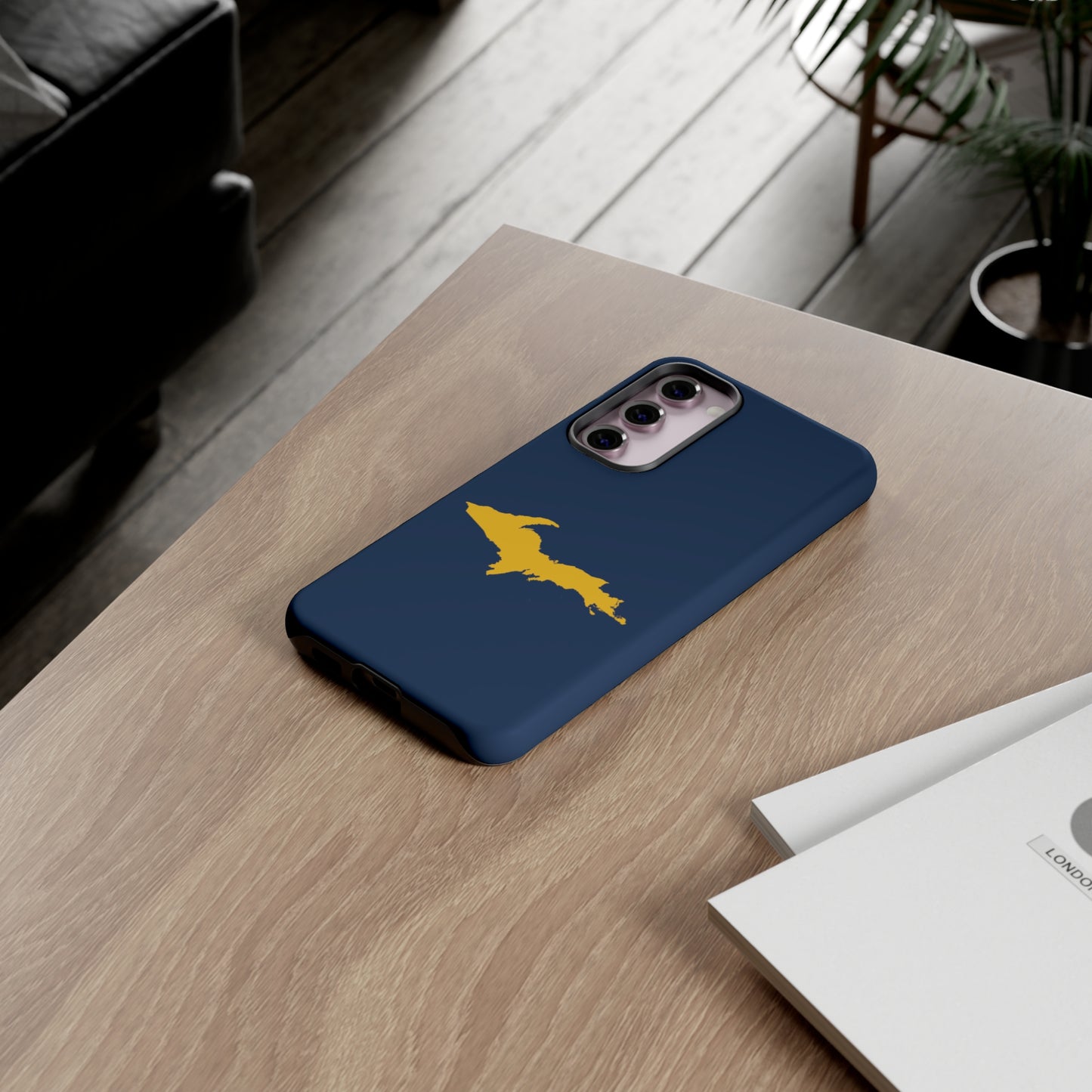 Michigan Upper Peninsula Tough Phone Case (Navy w/ Gold UP Outline) | Samsung & Pixel Android