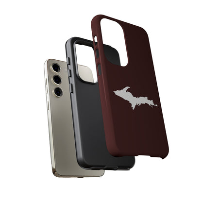 Michigan Upper Peninsula Tough Phone Case (Cherrywood Color w/ UP Outline) | Samsung & Pixel Android