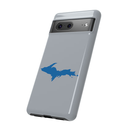 Michigan Upper Peninsula Tough Phone Case (Silver w/ Azure UP Outline) | Samsung & Pixel Android