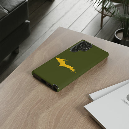 Michigan Upper Peninsula Tough Phone Case (Army Green w/ Gold UP Outline) | Samsung & Pixel Android