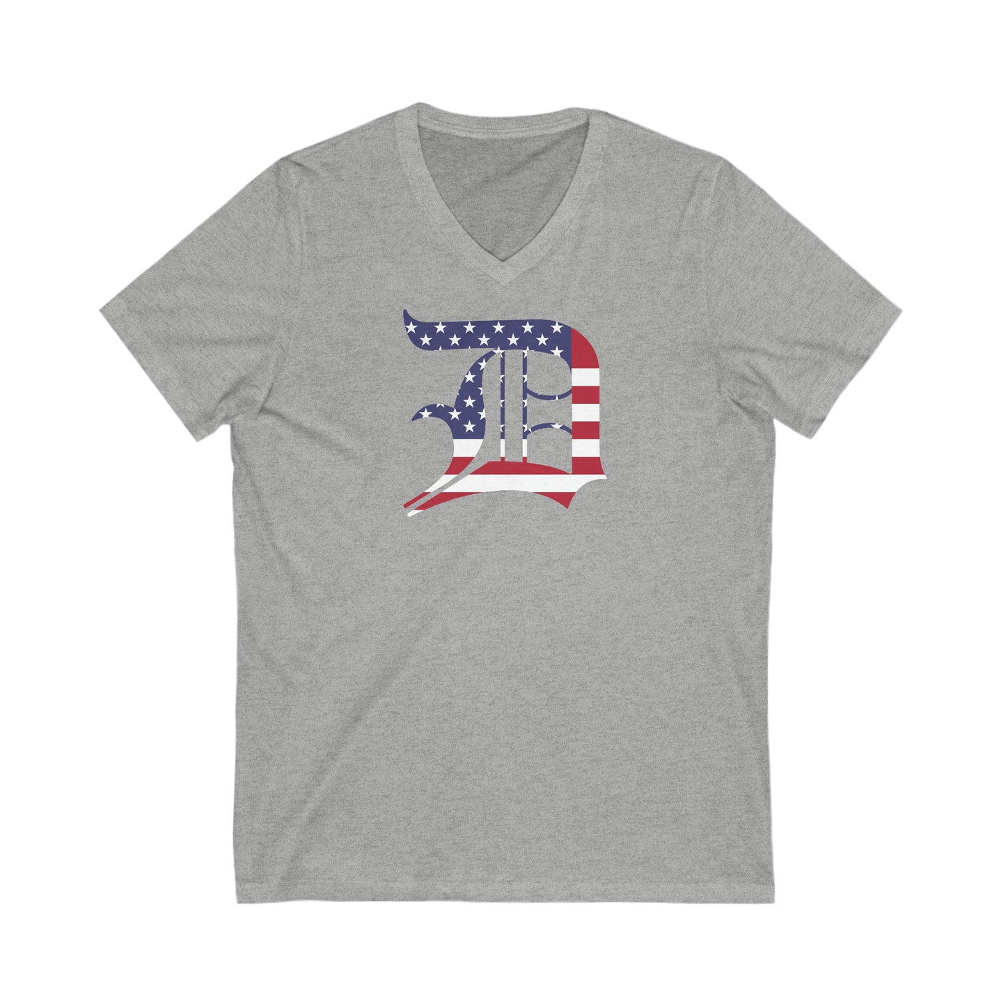 Detroit 'Old English D' T-Shirt (Patriotic Edition) | Unisex V-Neck