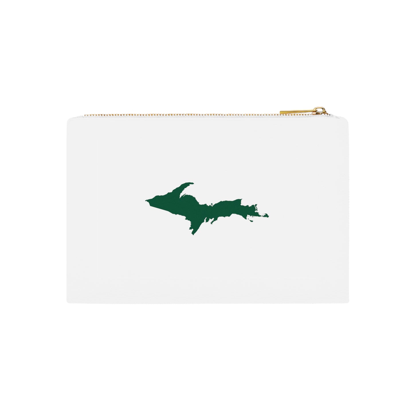 Michigan Upper Peninsula Cosmetic Bag (Green Outline) | Cotton Canvas