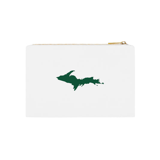 Michigan Upper Peninsula Cosmetic Bag (Green Outline) | Cotton Canvas