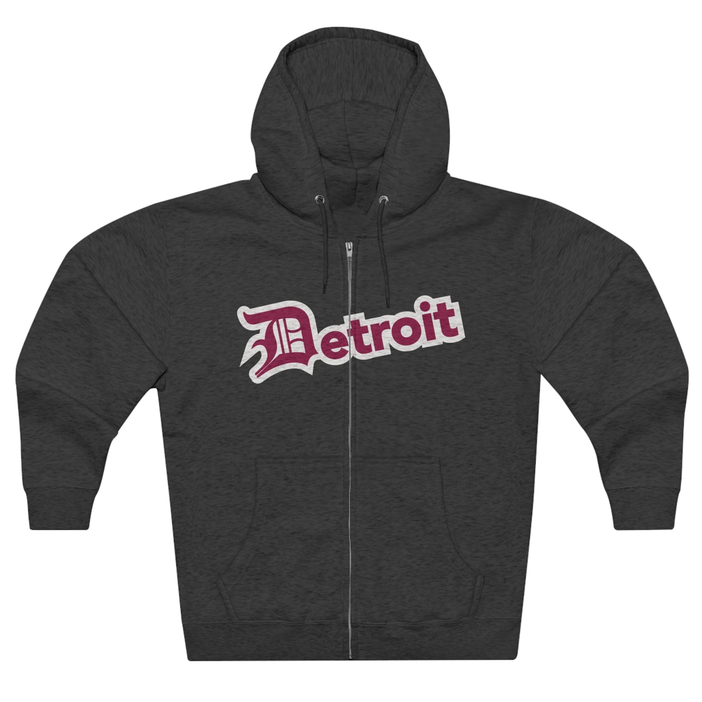 'Detroit' Hoodie (Ruby Red w/ Old English 'D') | Unisex Full Zip