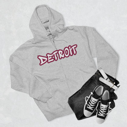 Detroit' Hoodie (Ruby Red Tag Font) | Unisex Full Zip