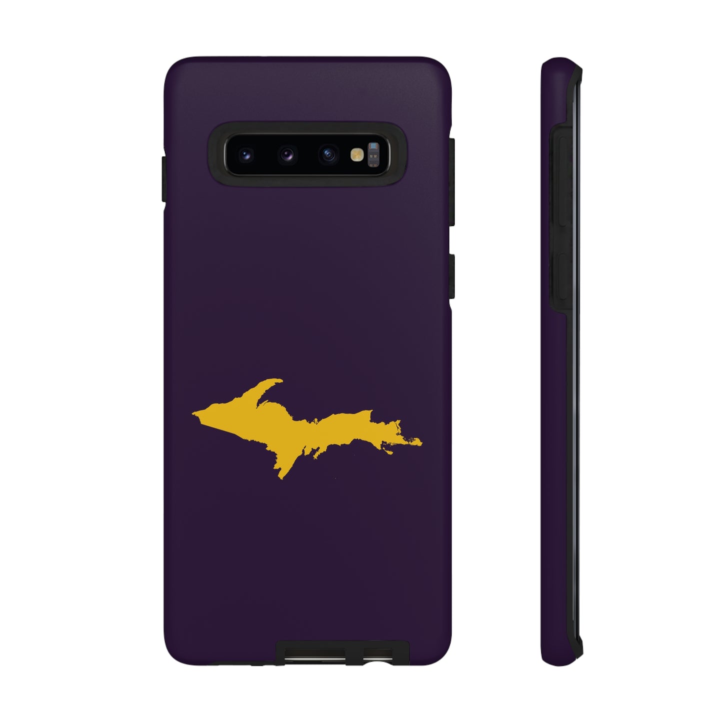 Michigan Upper Peninsula Tough Phone Case (Blackcurrant w/ Gold UP Outline) | Samsung & Pixel Android