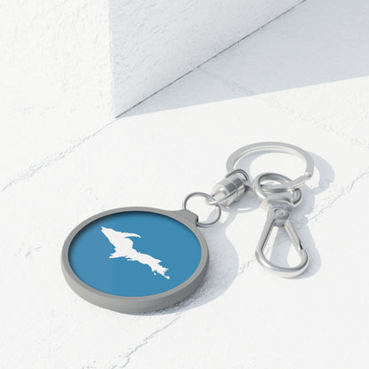 Michigan Upper Peninsula Keyring (w/ UP Outline) | Lake Michigan Blue