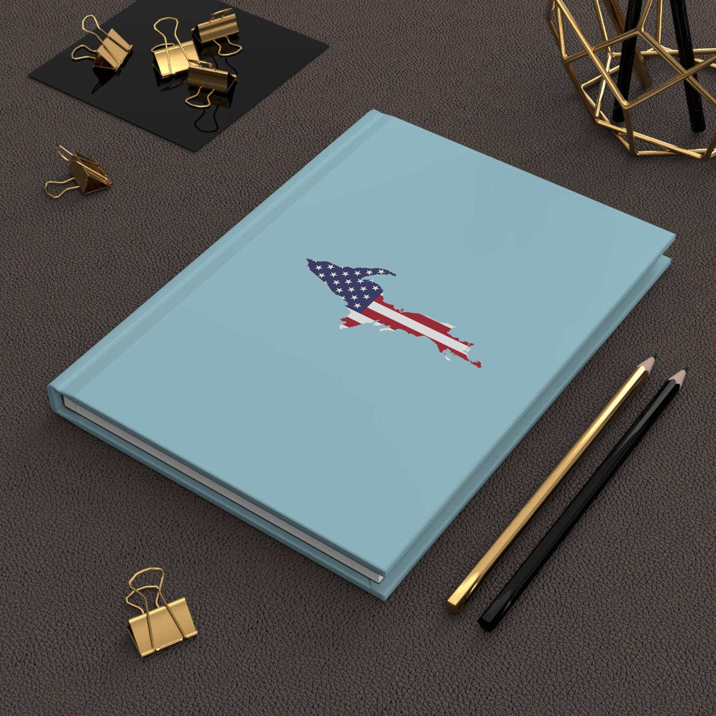 Michigan Upper Peninsula Hardcover Journal (w/ UP USA Flag) | Ruled - '58 Caddie Blue