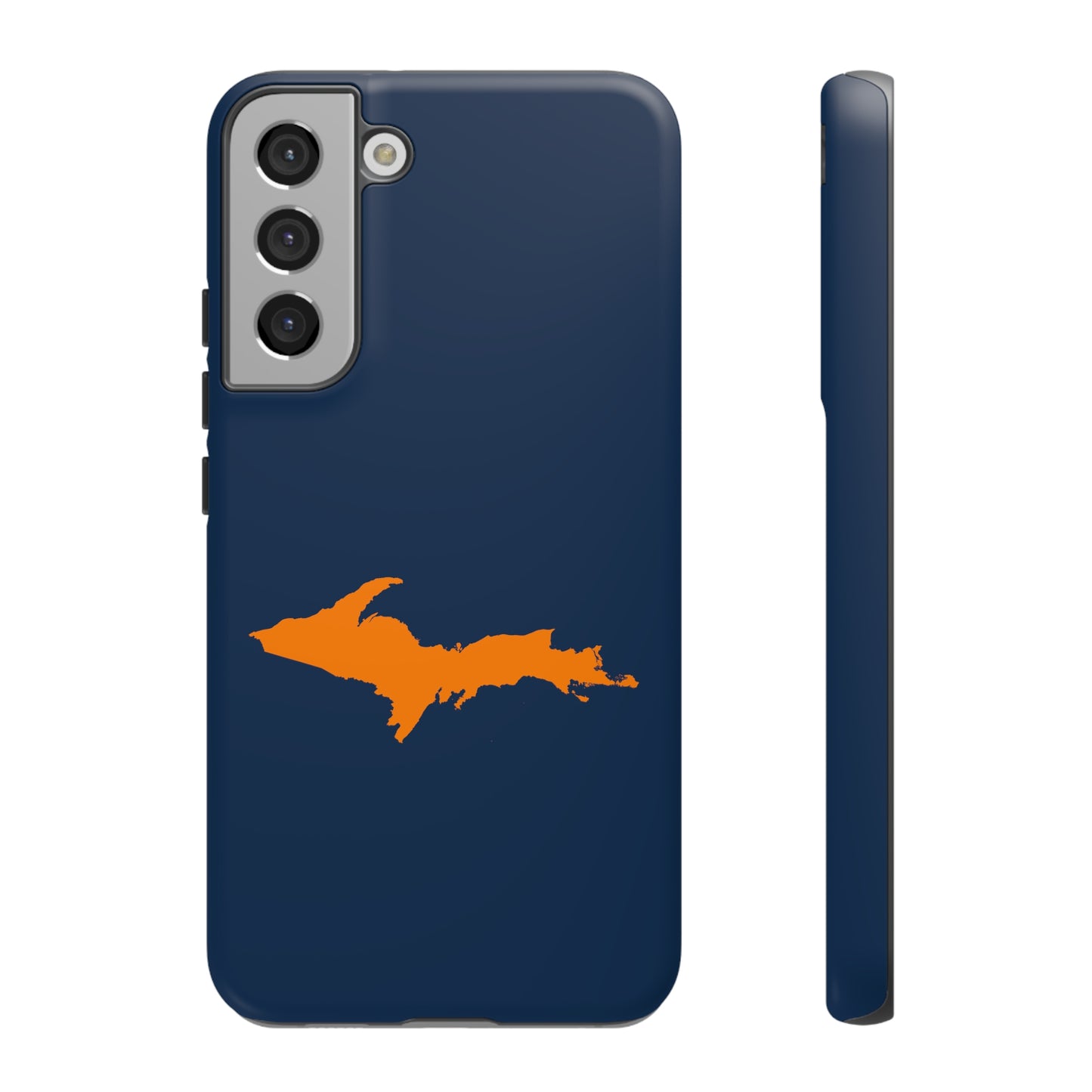 Michigan Upper Peninsula Tough Phone Case (Navy w/ Orange UP Outline) | Samsung & Pixel Android