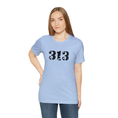 Detroit '313' T-Shirt (Distressed Stencil Font) | Unisex Standard Fit