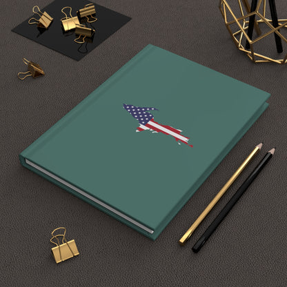 Michigan Upper Peninsula Hardcover Journal (w/ UP USA Flag) | Ruled - Copper Green