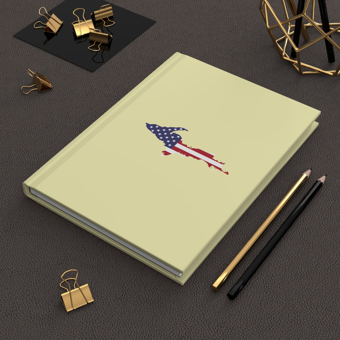 Michigan Upper Peninsula Hardcover Journal (w/ UP USA Flag) | Ruled - Pale Pink