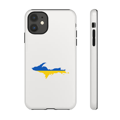 Michigan Upper Peninsula Tough Phone Case (Birch Bark White w/ UP Ukraine Flag Outline) | Apple iPhone