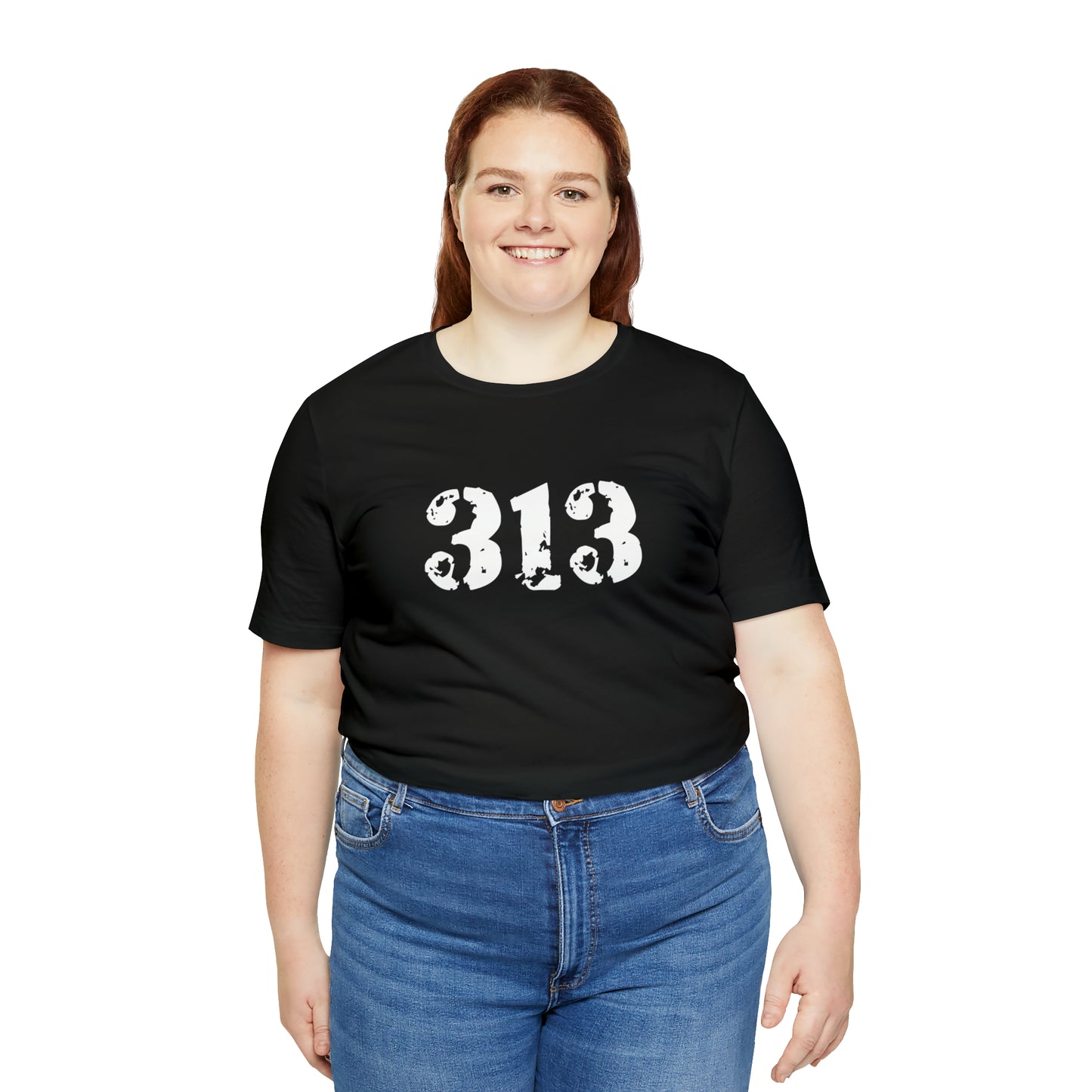 Detroit '313' T-Shirt (Distressed Stencil Font) | Unisex Standard Fit