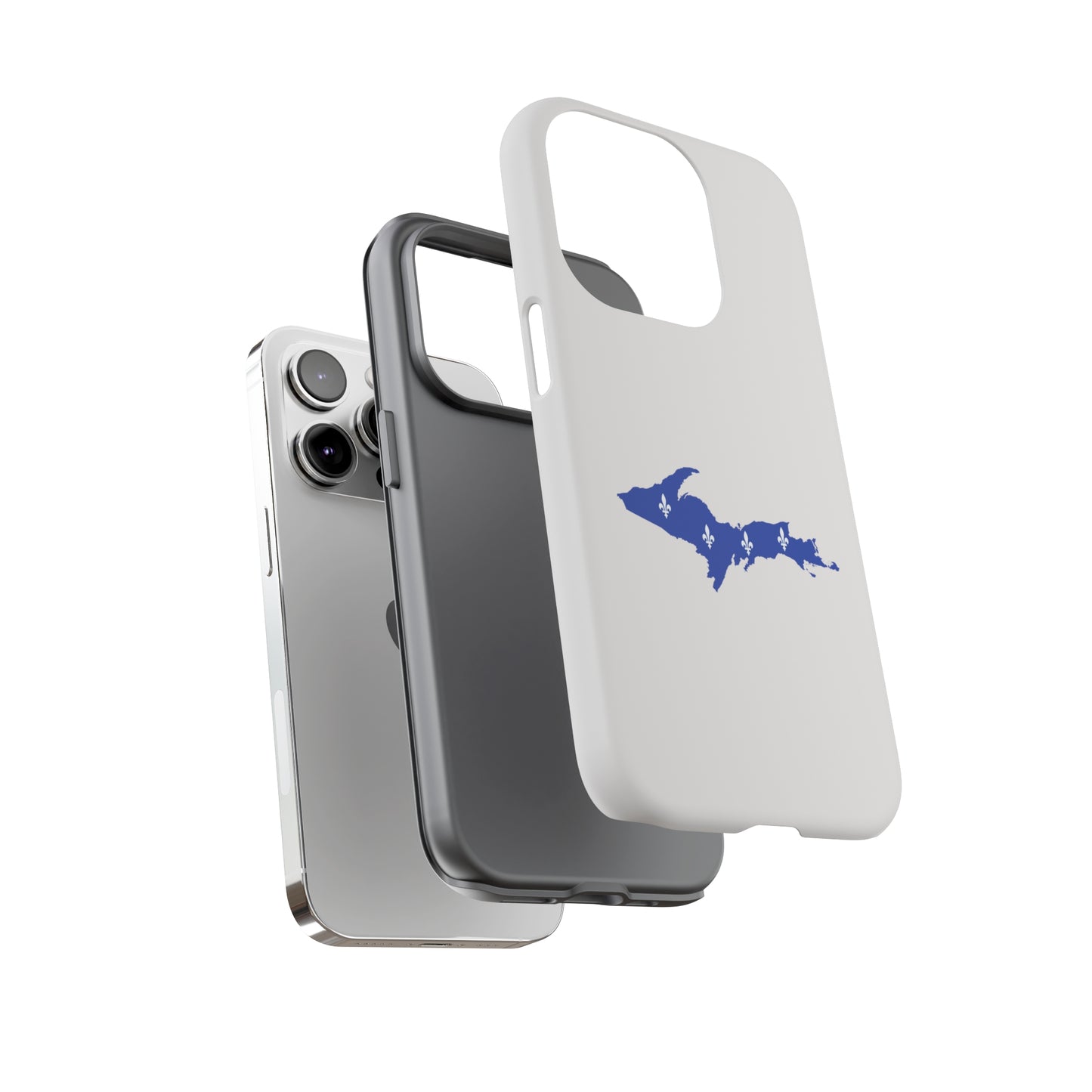 Michigan Upper Peninsula Tough Phone Case (Birch Bark White w/ UP Quebec Flag Outline) | Apple iPhone