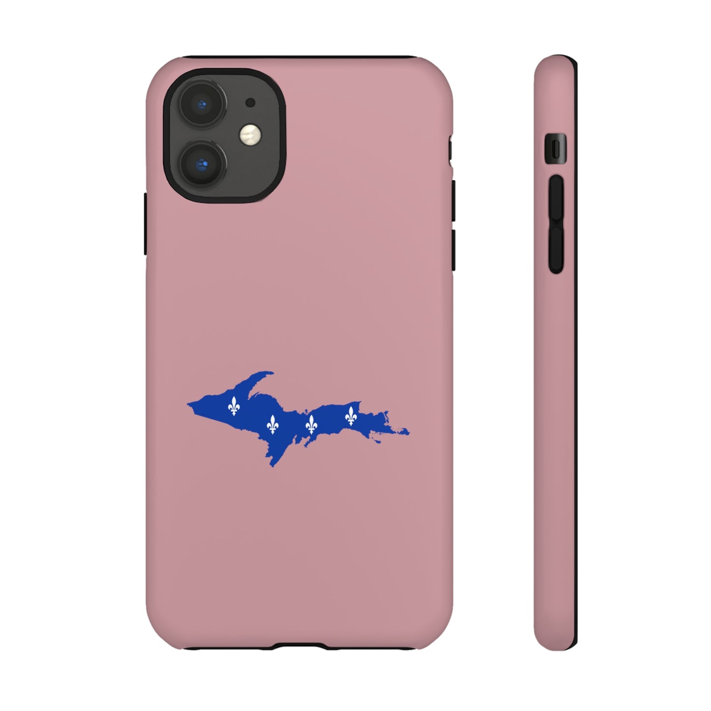 Michigan Upper Peninsula Tough Phone Case (Cherry Blossom Pink w/ UP Quebec Flag Outline) | Apple iPhone