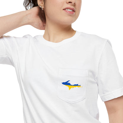 Michigan Upper Peninsula Pocket T-Shirt (w/ UP Ukraine Flag) | Unisex Standard