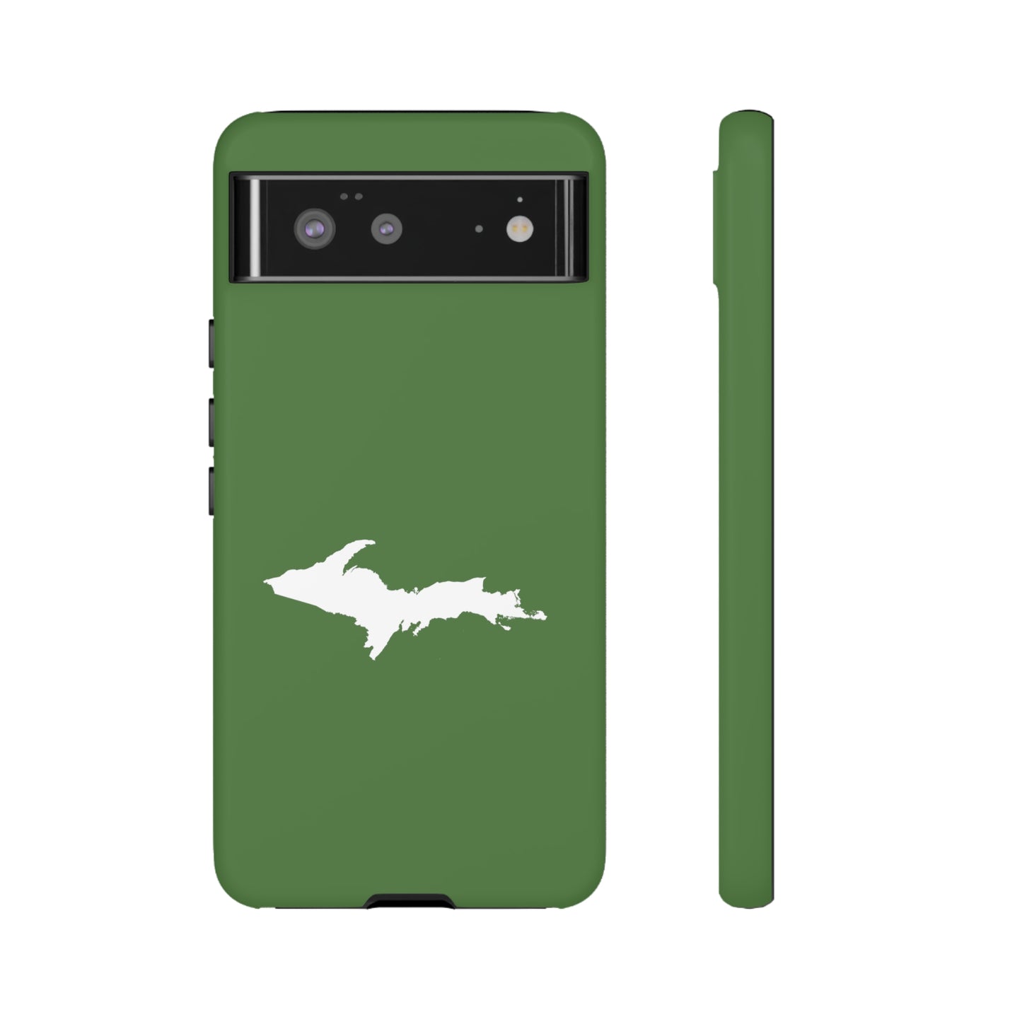 Michigan Upper Peninsula Tough Phone Case (Pine Green w/ UP Outline) | Samsung & Pixel Android