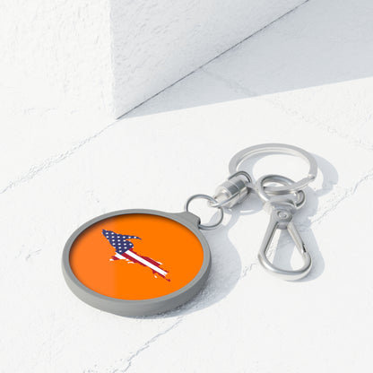 Michigan Upper Peninsula Keyring (w/ UP USA Flag) | Safety Orange