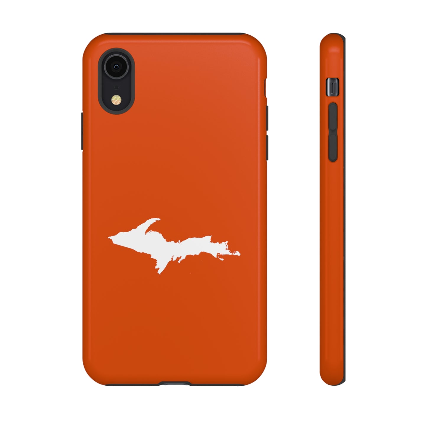 Michigan Upper Peninsula Tough Phone Case (Maple Leaf Orange w/ UP Outline) | Apple iPhone