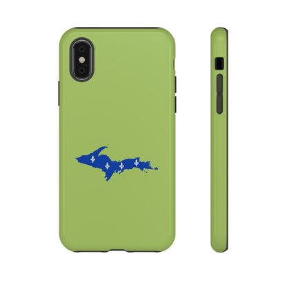 Michigan Upper Peninsula Tough Phone Case (Gooseberry Green w/ UP Quebec Flag Outline) | Apple iPhone