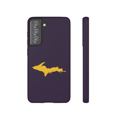 Michigan Upper Peninsula Tough Phone Case (Blackcurrant w/ Gold UP Outline) | Samsung & Pixel Android