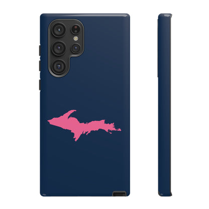 Michigan Upper Peninsula Tough Phone Case (Navy w/ Pink UP Outline) | Samsung & Pixel Android