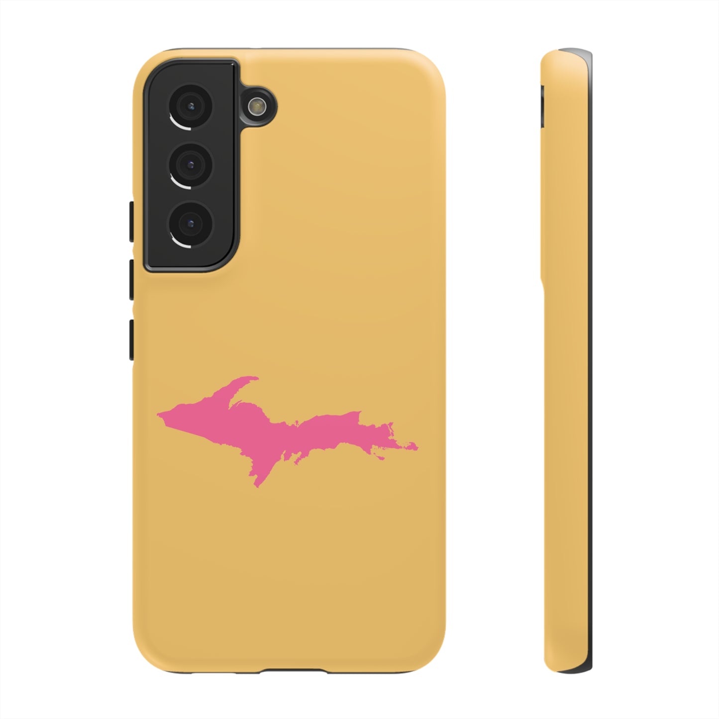 Michigan Upper Peninsula Tough Phone Case (Citrine w/ Pink UP Outline) | Samsung & Pixel Android