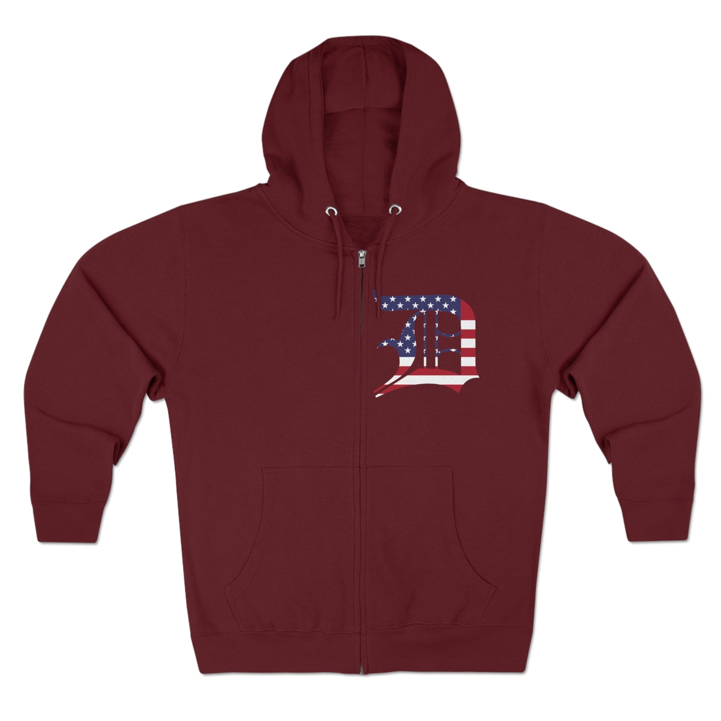 Detroit 'Old English D' Hoodie (Patriotic Edition) | Unisex Full Zip